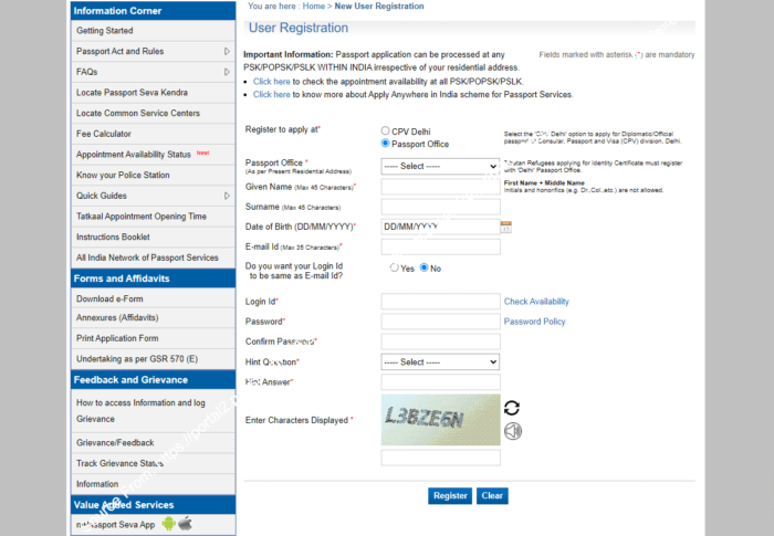 Passport Slot Booking