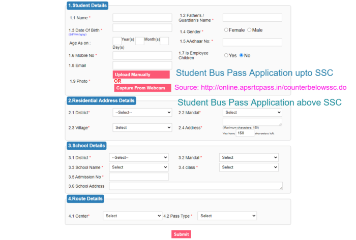 APSRTC Student Bus Pass apply at apsrtcpass.in