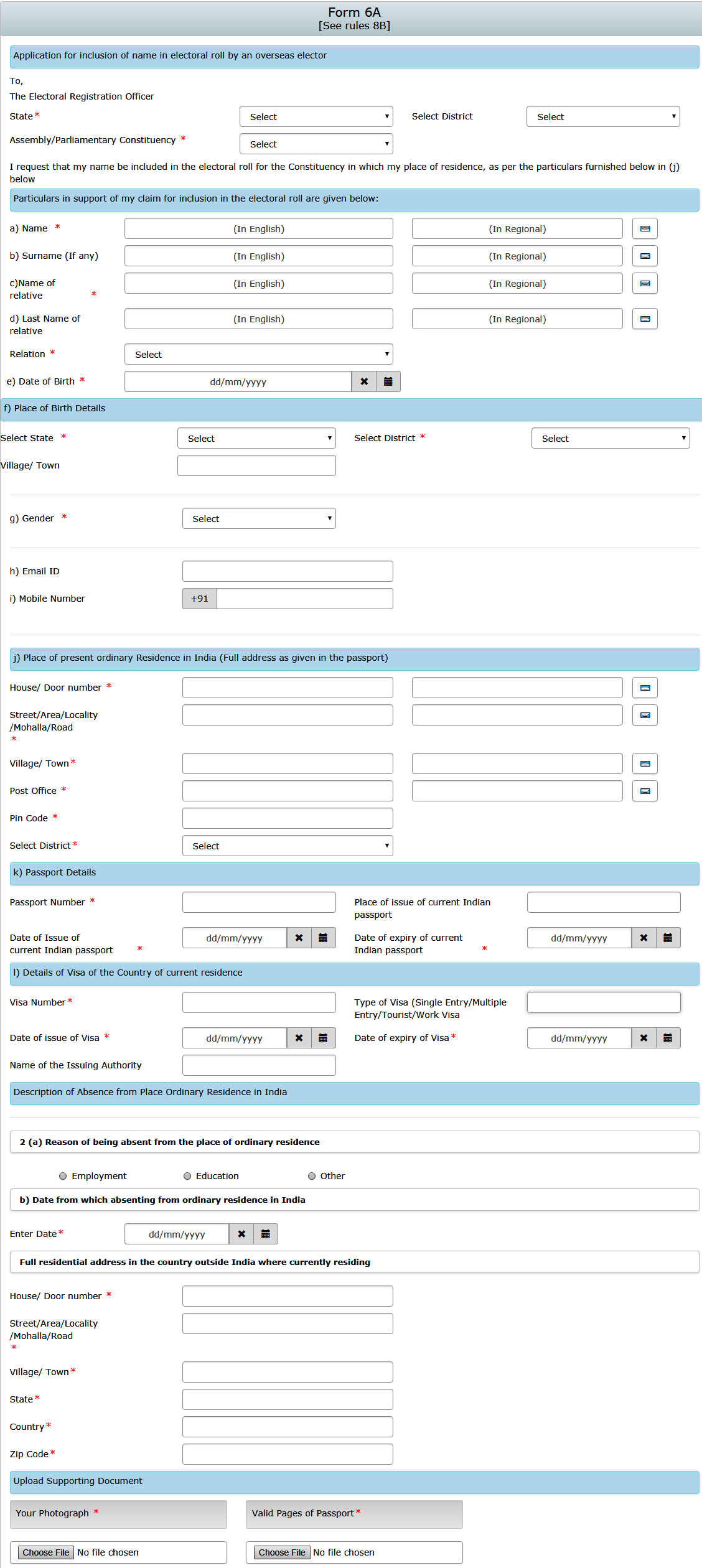 how to fill form 6 online nvsp