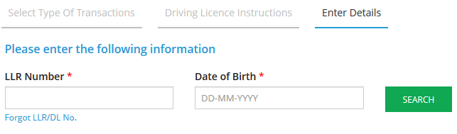 AP New Driving License using LLR Number