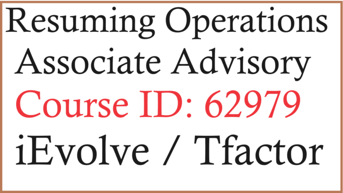 Resuming Operations - Associate Advisory