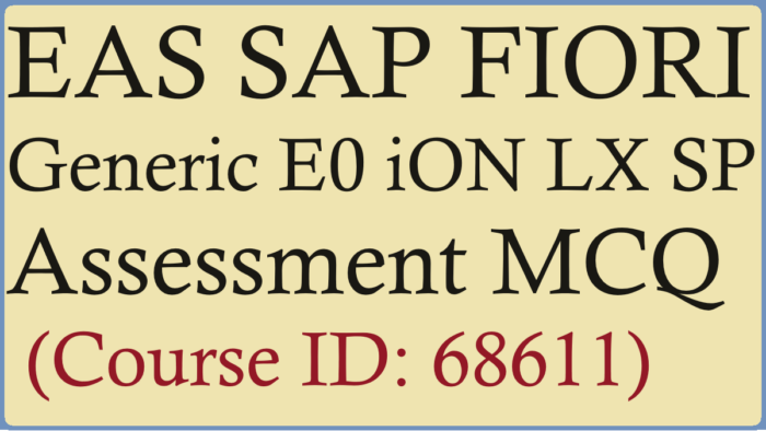 EAS SAP FIORI Generic E0 iON LX SP